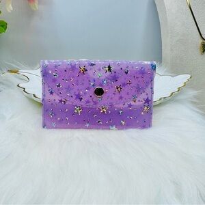 Starry Star Purple Clear Card Case Wallet